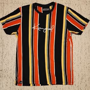 Kangol Heavyweight Stripe Embroidered Logo T-Shirt Vintage 90s